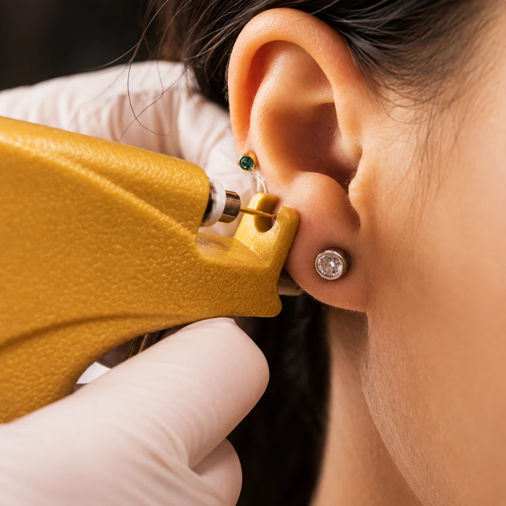 Ear jewellery demonstration for the Skinart online ear piercing course