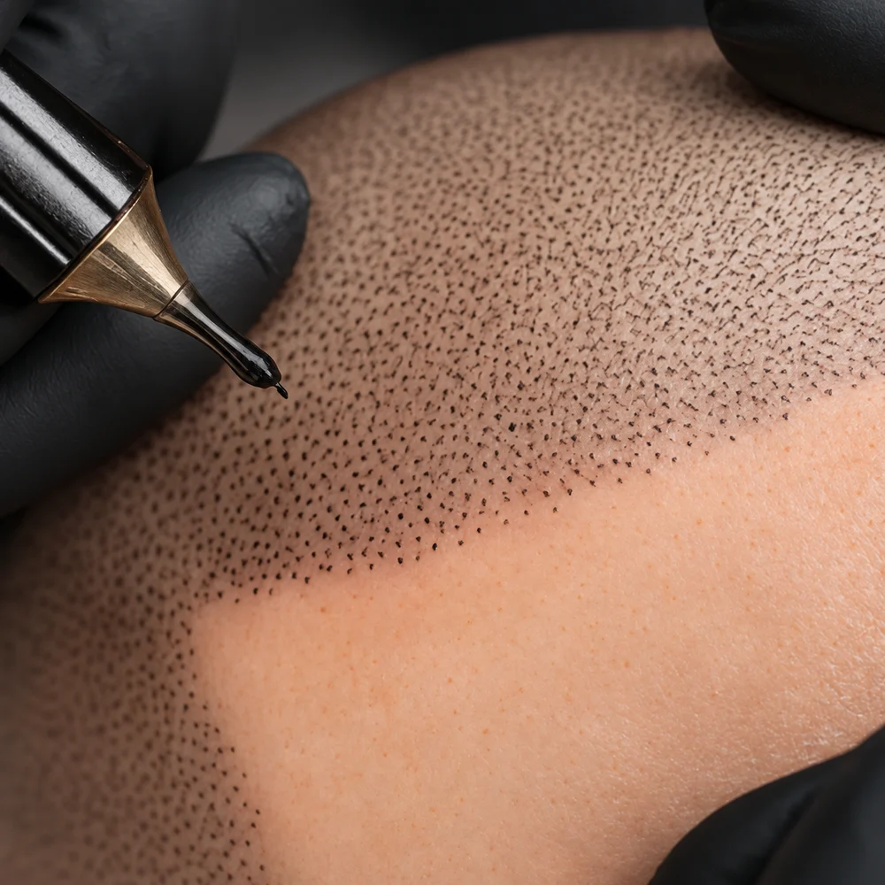Scalp profile demonstration for the Skinart online scalp micropigmentation course